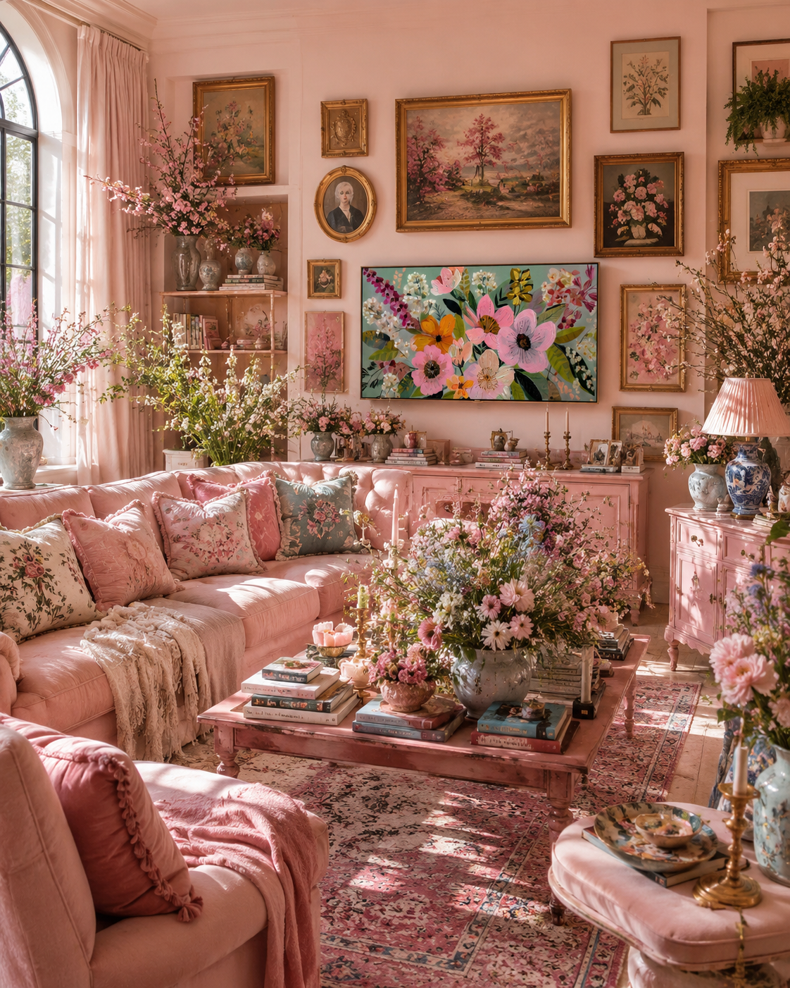 Nancy Meyers Inspired Floral Frame TV Art | Warm Neutral Digital Decor