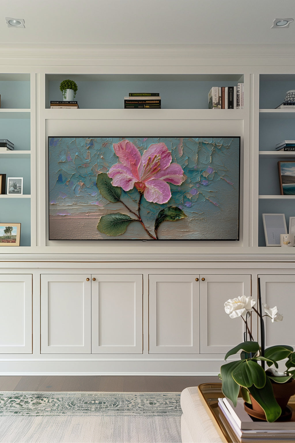 Pink Hybiscus Inspired Floral Frame TV Art | Bold Flower Digital Decor